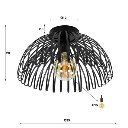 Hoyz - Plafondlamp 1L Bend - Donkergrijs 3