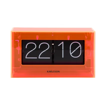Karlsson - Horloge de table Boxed Flip - Orange fluo