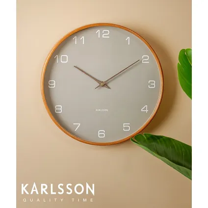 Karlsson - Wandklok Pure Wood Grain - Zandbruin- Ø40cm 2