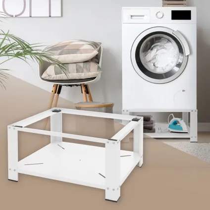 ML-Design Onderstel voor wasmachine met planchet, staal, wit, 63x54 cm, tot 150 kg 2