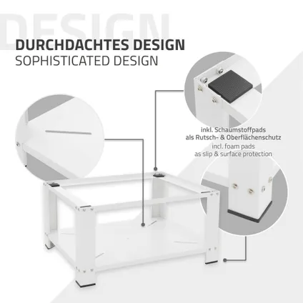 ML-Design Onderstel voor wasmachine met planchet, staal, wit, 63x54 cm, tot 150 kg 5