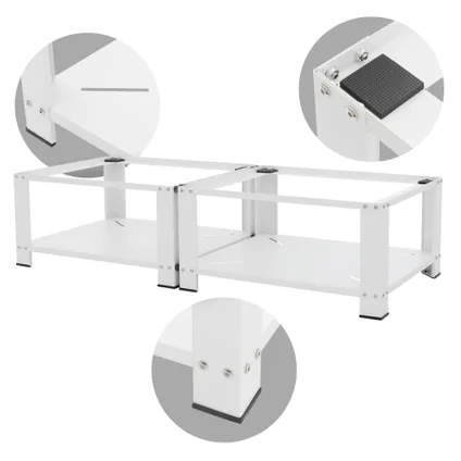 ML-Design Stand voor dubbele wasmachine met 2 planken, staal, wit, 128x54 cm, 2x150kg 4