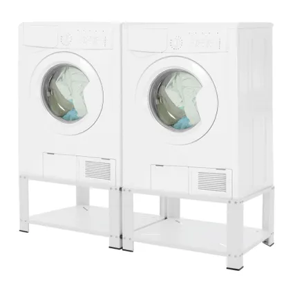 ML-Design Stand voor dubbele wasmachine met 2 planken, staal, wit, 128x54 cm, 2x150kg 5