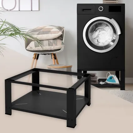 ML-Design Stand voor Wasmachine met Planchet, Staal, Zwart, 63x54 cm, tot 150 kg 2