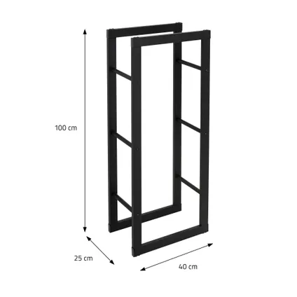ML-Design Brandhoutplank 40x100x25 cm Rechthoekig Metaal Zwart, Binnen/Buiten 7