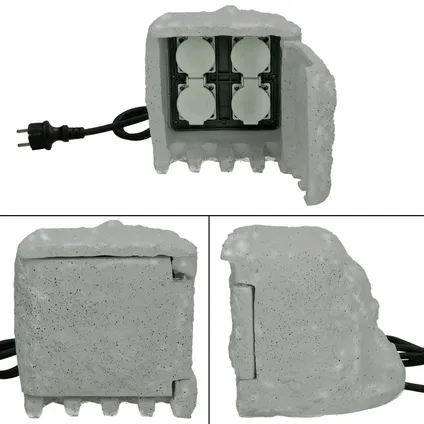 ECD Germany Stenen Meerpaal - Power Rock Tuinstopcontact - 4 Stopcontacten 2
