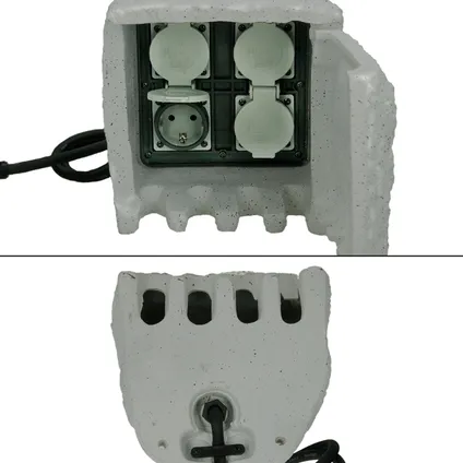 ECD Germany Stenen Meerpaal - Power Rock Tuinstopcontact - 4 Stopcontacten 3