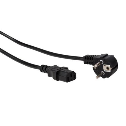 Perel Câble d'alimentation, H05VV-F 3G1, 2 m, 10 A/230 V, 2500 W, type E/F 90° vers C13, usage intérieur, PVC, noir