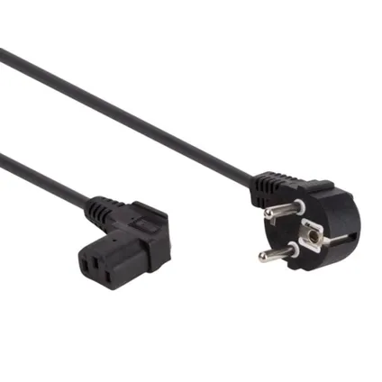 Perel Câble d'alimentation, H05VV-F 3G1, 2.5 m, 10 A/230 V, 2500 W, type E/F 90° vers C13 90°, usage intérieur, PVC