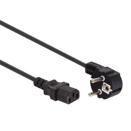 Perel Câble d'alimentation, H05VV-F 3G1, 2.5 m, 10 A/230 V, 2500 W, type E/F 90° vers C13, usage intérieur, PVC, no