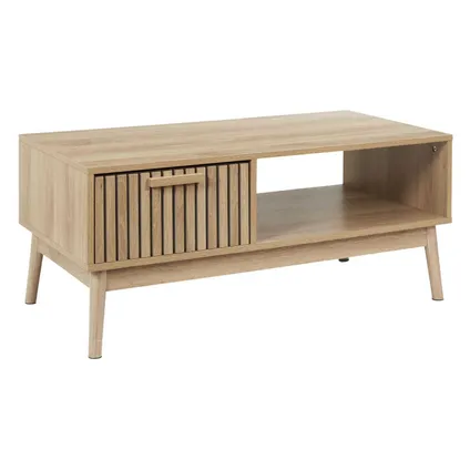 Table basse Klaus Table basse en bois avec panneaux - 43x100x50 cm - Marron