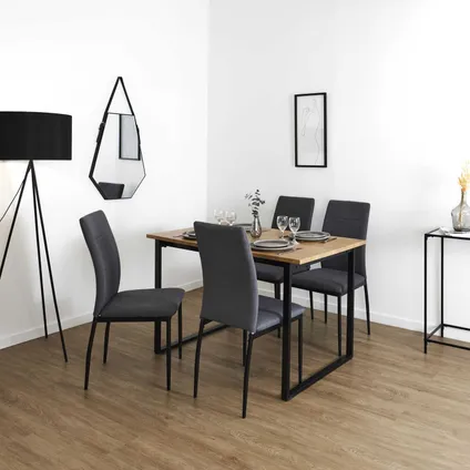 Eettafel-set met 4 stoelen 120x75x70cm - Bruin/Zwart/Grijs 2