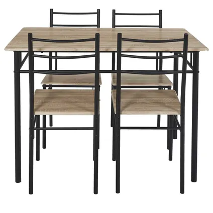 Eettafel-set met 4 stoelen 110x76x70cm - Bruin/Zwart 3