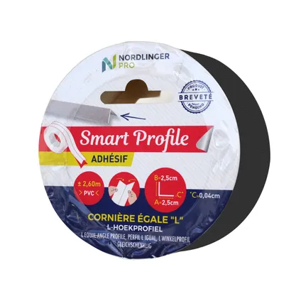 Mac Lean L-hoekprofiel - Smart Profile - zwart - PVC - zelfklevend - 2,5x2,5cm - rol van 260cm 2