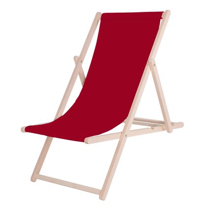 Chaise de plage - Réglable - Bois de hêtre - Fait à la main - Bourgogne