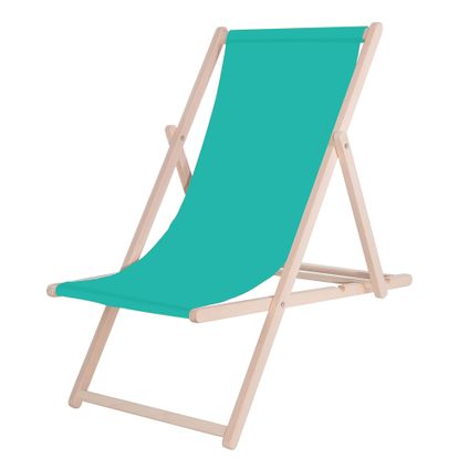 Chaise de plage - Réglable - Bois de hêtre - Fait à la main - Turquoise
