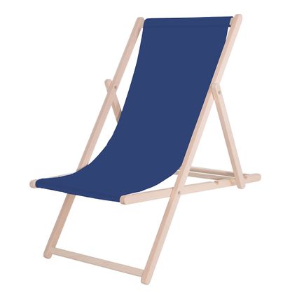 Chaise de plage - Réglable - Bois de hêtre - Fait à la main - Bleu