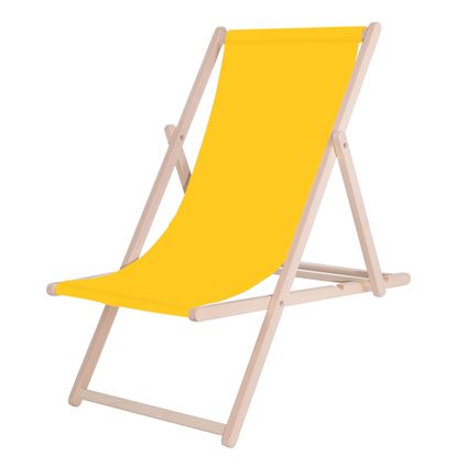Strandstoel - Verstelbaar - Beukenhout - Hangemaakt - Geel