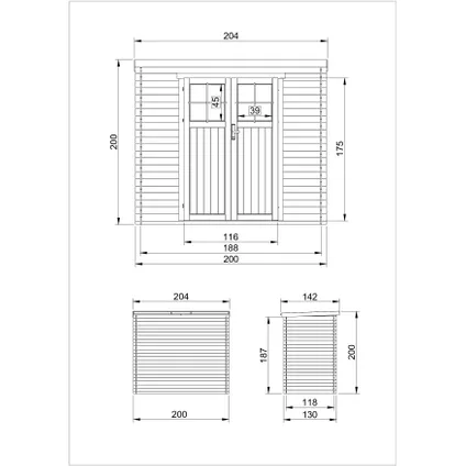 TIMBELA M311F+M311G - Abri de jardin en bois 2,22 m² - avec sol imprégné - porte verrouillable de haute qualité 5