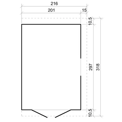 Timbela M339+M339G - Abri de jardin en bois 6 m2 - avec sol imprégné - sans paroi latérale (3 murs) 3