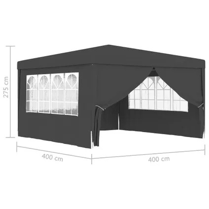 Maison du'monde - Partytent met zijwanden professioneel 90 g/m² 4x4 m antraciet 10