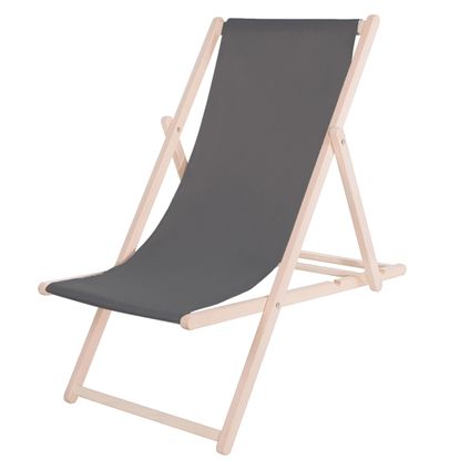 Chaise de plage - Réglable - Bois de hêtre - Fait à la main - Rouge / Blanc