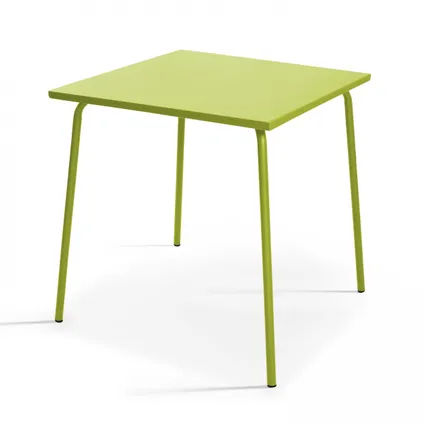 Oviala Palavas Tuinset met tafel en 4 groene metalen stoelen 2