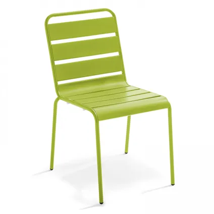 Oviala Palavas Tuinset met tafel en 4 groene metalen stoelen 4