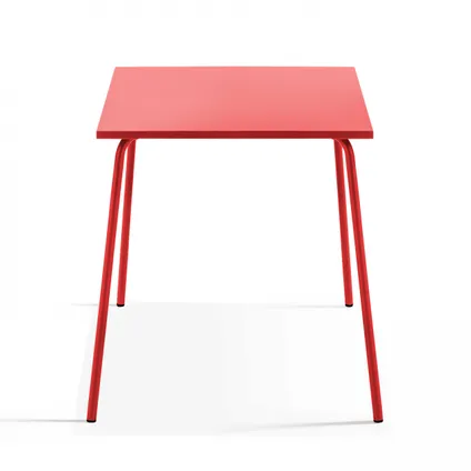 Oviala Palavas Tuinset met tafel en 4 rode metalen stoelen 3