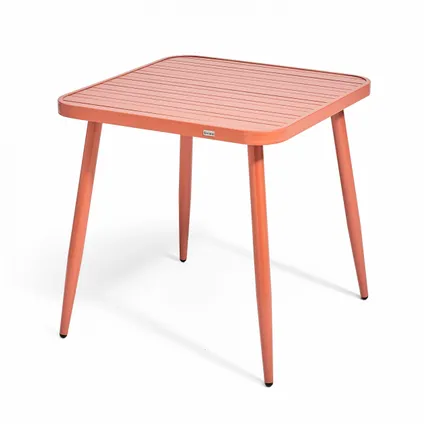 Oviala Bristol Tuinset met tafel en 2 fauteuils van aluminium/hout in terracotta 2