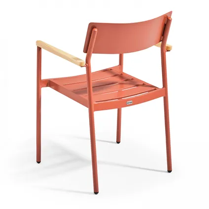 Oviala Bristol Tuinset met tafel en 2 fauteuils van aluminium/hout in terracotta 5