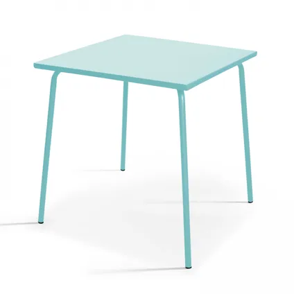 Oviala Palavas Tuinset met tafel en 4 metalen turquoise stoelen 2