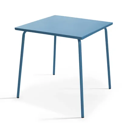Oviala Palavas Tuinset met tafel en 4 blauwe Pacific metalen stoelen 2