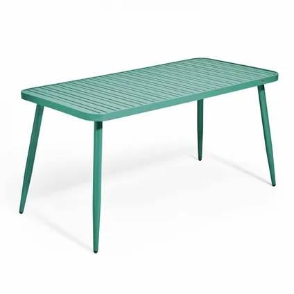 Ensemble table de jardin Oviala Bristol et 4 fauteuils en aluminium vert olive 2