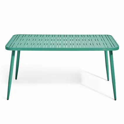 Ensemble table de jardin Oviala Bristol et 4 fauteuils en aluminium vert olive 3