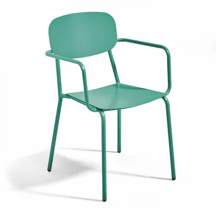 Ensemble table de jardin Oviala Bristol et 4 fauteuils en aluminium vert olive 5