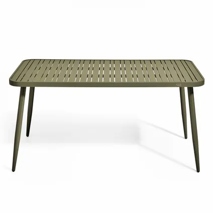 Oviala Tuinset met tafel en 4 fauteuils van groen kaki aluminium 3