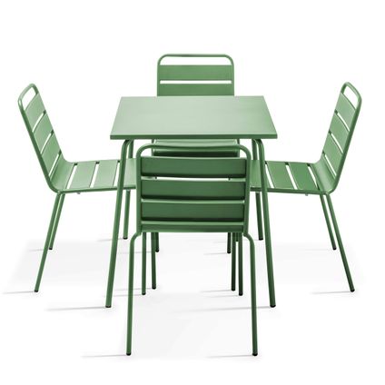 Oviala Palavas Tuinset met tafel en 4 groene cactus metalen stoelen