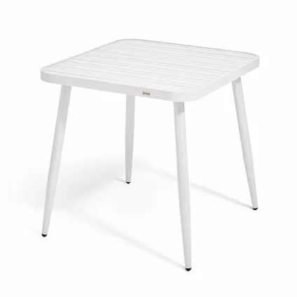 Oviala Bristol Tuinset met tafel en 2 fauteuils van aluminium/wit hout 2