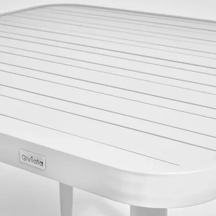 Oviala Bristol Tuinset met tafel en 2 fauteuils van aluminium/wit hout 4