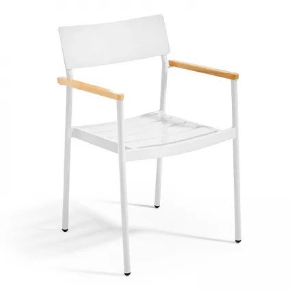 Oviala Bristol Tuinset met tafel en 2 fauteuils van aluminium/wit hout 5