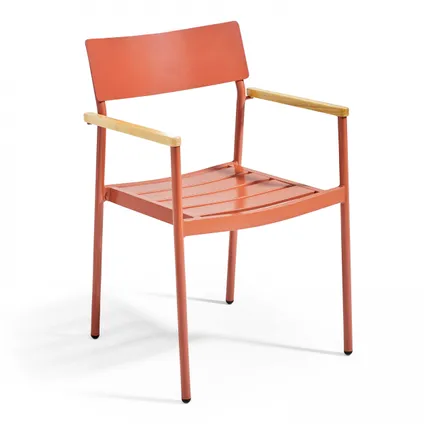 Oviala Bristol Tuinset met tafel en 4 stoelen van aluminium/hout in terracotta 5