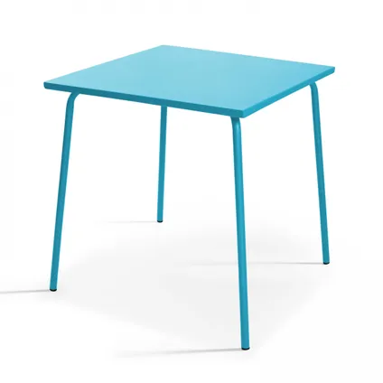 Oviala Palavas Tuinset met tafel en 4 blauwe metalen stoelen 2