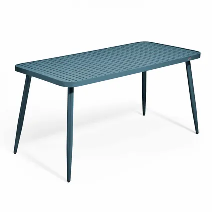 Oviala Bristol Tuinset met tafel en 4 fauteuils van blauwgroen aluminium 2