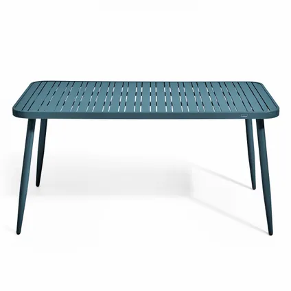 Oviala Bristol Tuinset met tafel en 4 fauteuils van blauwgroen aluminium 3
