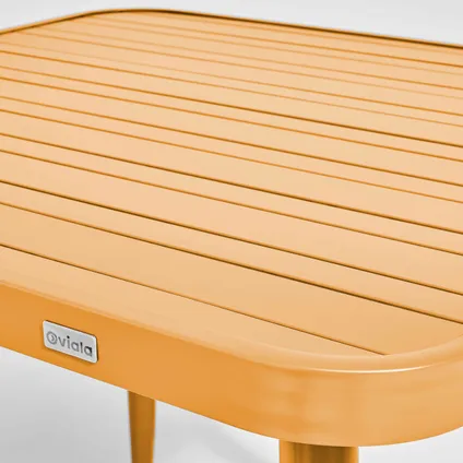 Oviala Bristol Tuinset met tafel en 4 fauteuils in geel mosterd aluminium 4