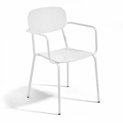 Ensemble table de jardin Oviala Bristol et 4 fauteuils en aluminium blanc 5