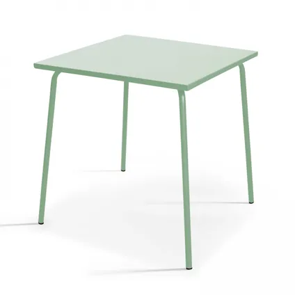 Oviala Palavas Tuinset met tafel en 4 groene salie metalen stoelen 2