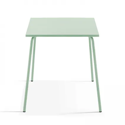 Oviala Palavas Tuinset met tafel en 4 groene salie metalen stoelen 3