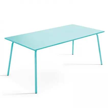 Oviala Palavas Tuinset met tafel en 6 fauteuils van turquoise metaal 2